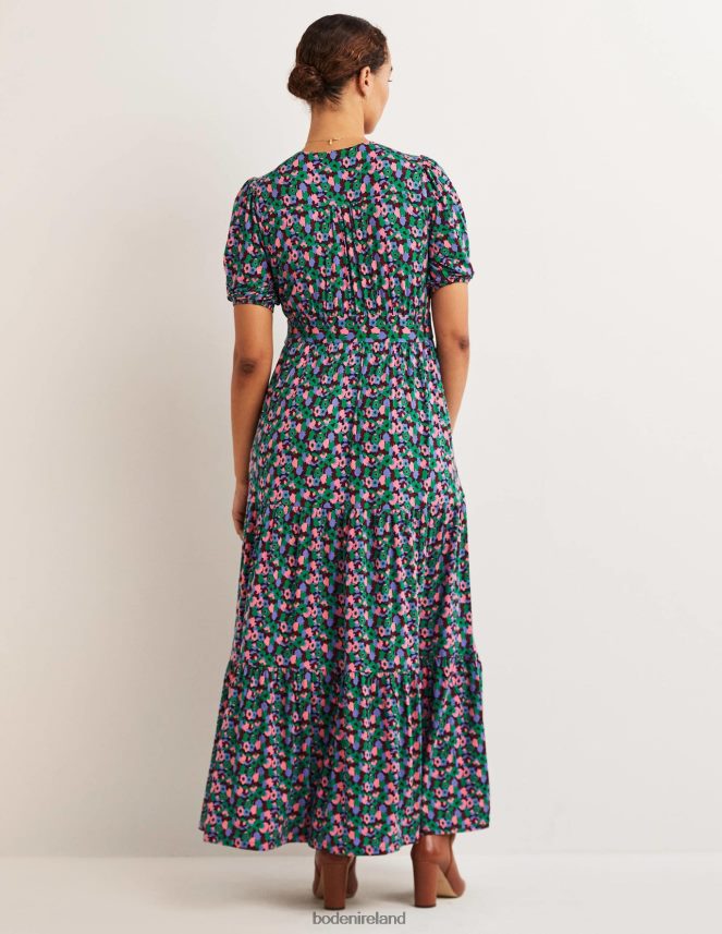Shady Glade & Tulip Cluster Clothing Tiered Jersey Maxi Tea Dress Boden Women L466L62449
