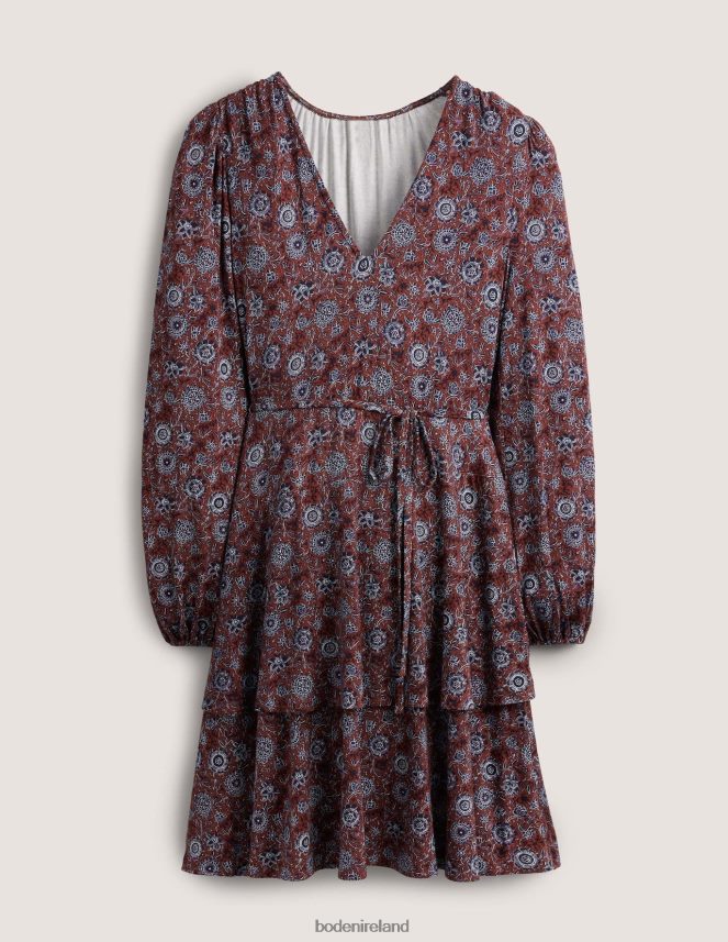 Spiced Apple & Floral Tapestry Clothing Tiered Mini Jersey Dress Boden Women L466L61227