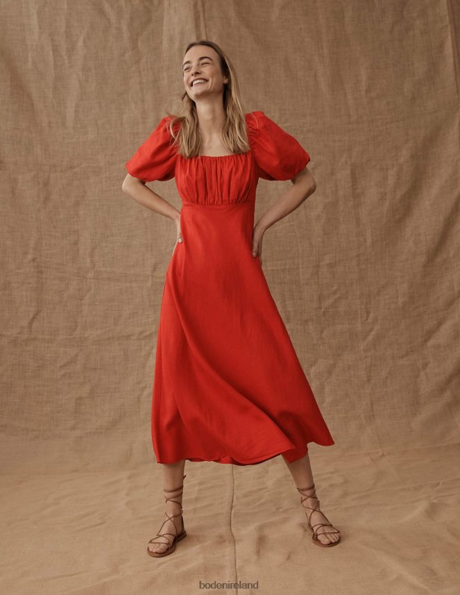 Vermillion Clothing Ruched Bodice Midi Dress Boden Women L466L61078