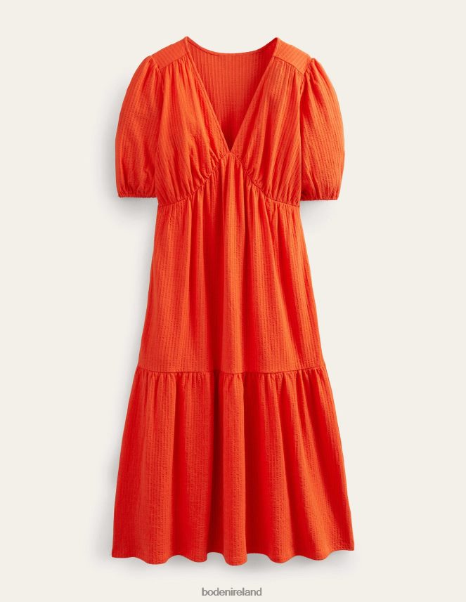 Vermillion Red Clothing Jersey Seersucker Midi Dress Boden Women L466L61219