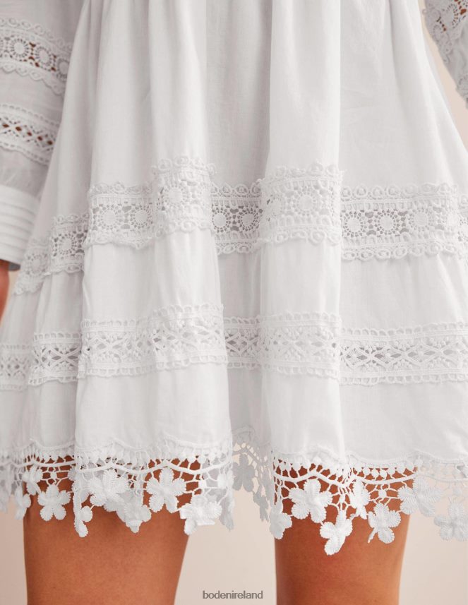 White Clothing Lace Trim Mini Dress Boden Women L466L668