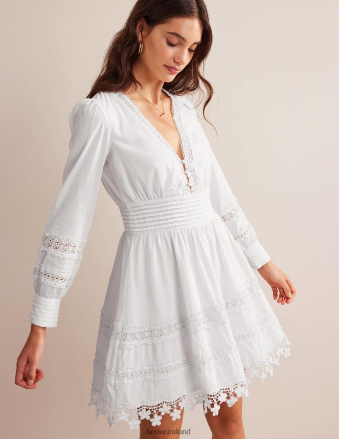 White Clothing Lace Trim Mini Dress Boden Women L466L668