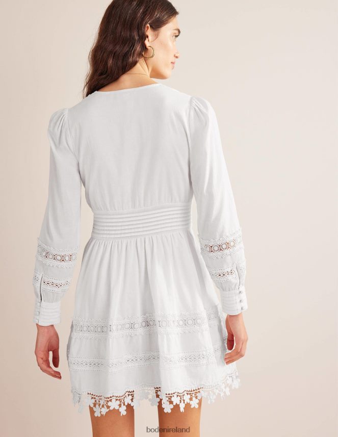 White Clothing Lace Trim Mini Dress Boden Women L466L668
