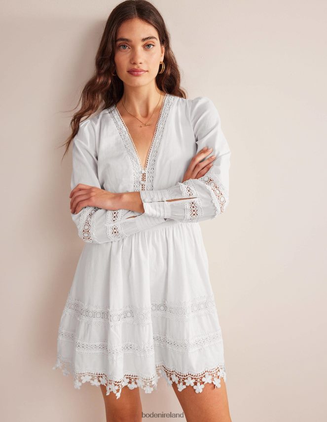 White Clothing Lace Trim Mini Dress Boden Women L466L668