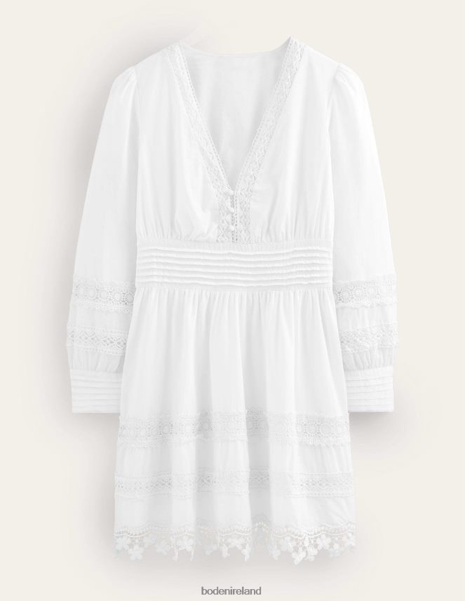White Clothing Lace Trim Mini Dress Boden Women L466L668