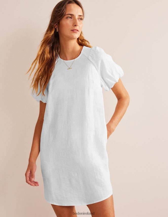 White Clothing Sleeve Detail Linen Mini Dress Boden Women L466L673
