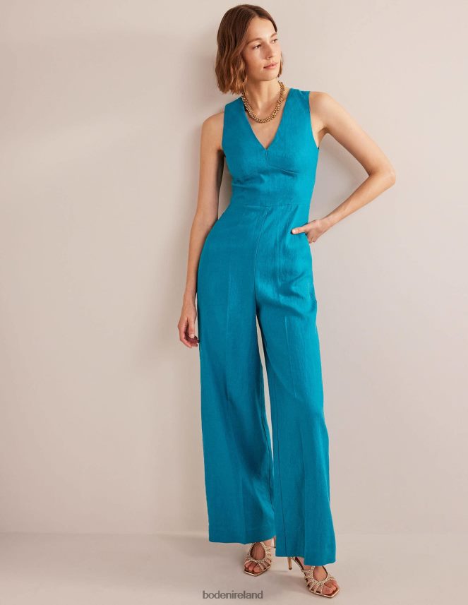 Crystal Teal Clothing V-Neck Occasion Jumpsuit Boden Women L466L62576