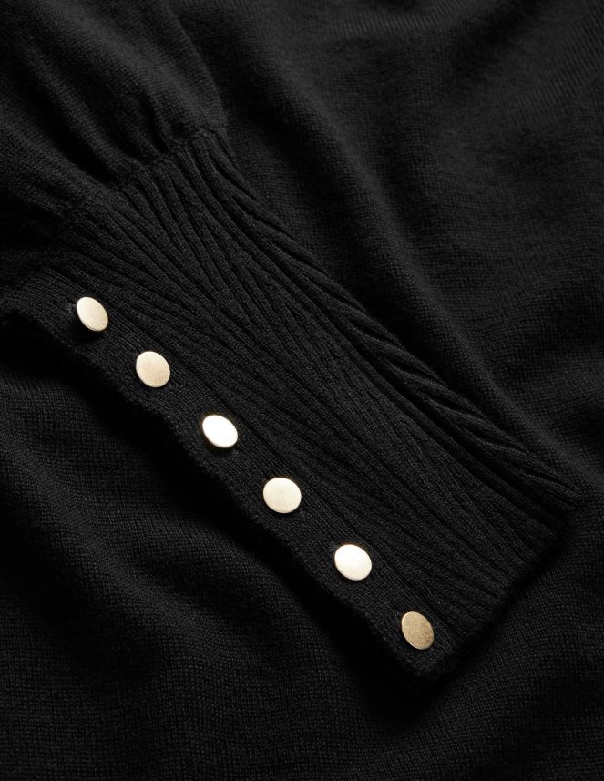 Black Clothing Button Cuff Merino Jumper Boden Women L466L61955