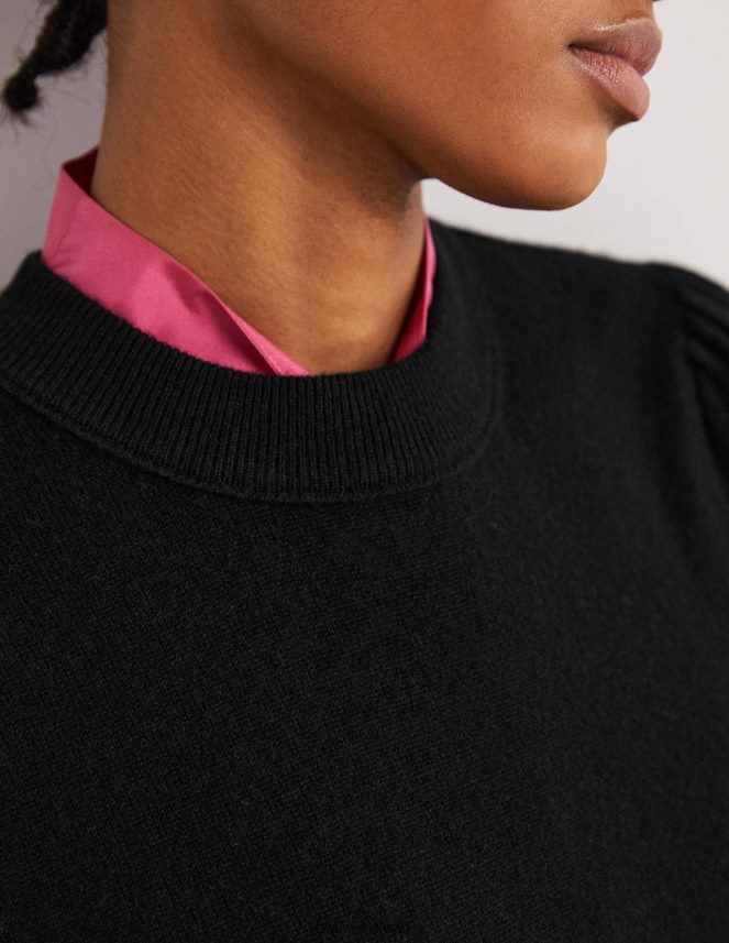 Black Clothing Cashmere Puff Shoulder Jumper Boden Women L466L61330
