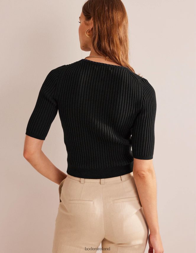 Black Clothing Crochet-Trim Ribbed Cardigan Boden Women L466L6621