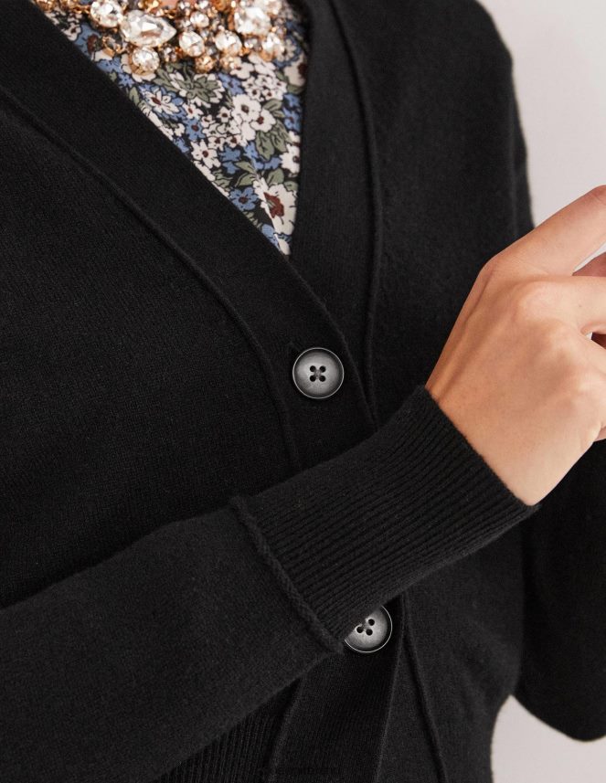 Black Clothing Cropped Cashmere V Cardigan Boden Women L466L62466