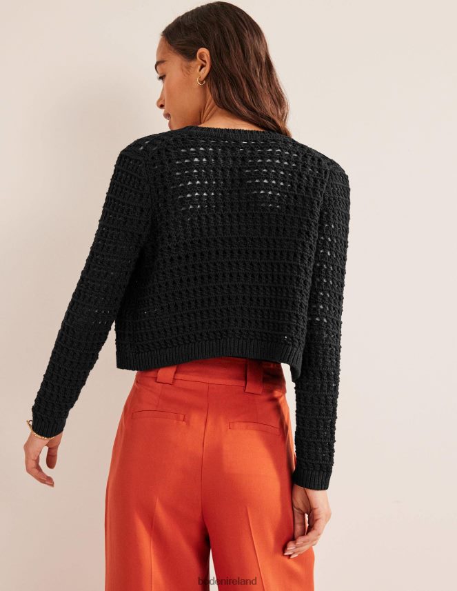 Black Clothing Cropped Crochet Cardigan Boden Women L466L61523