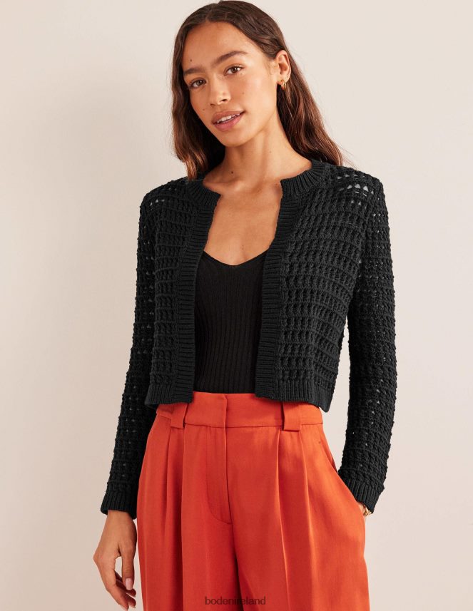 Black Clothing Cropped Crochet Cardigan Boden Women L466L61523