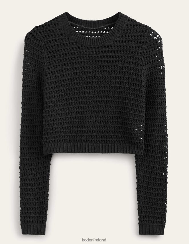 Black Clothing Cropped Crochet Jumper Boden Women L466L62087