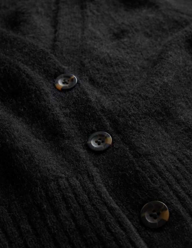 Black Clothing Fluffy Cropped V-Neck Cardigan Boden Women L466L61609