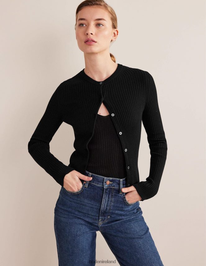 Black Clothing Ribbed Detail Cardigan Boden Women L466L61037