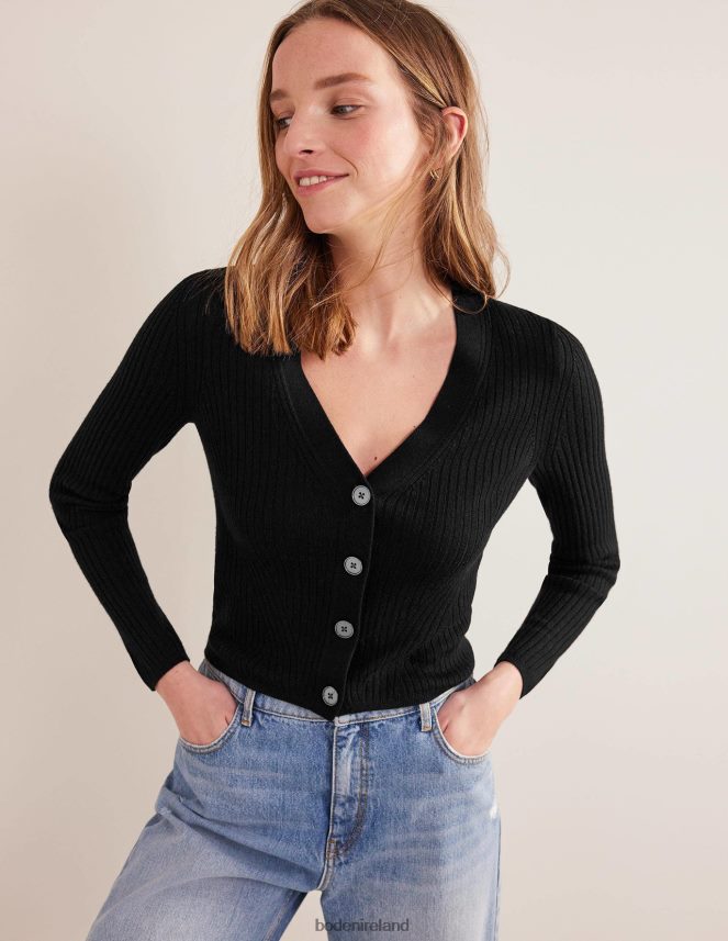 Black Clothing Ribbed Merino V Cardigan Boden Women L466L61291
