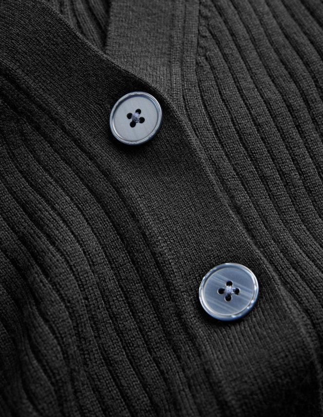 Black Clothing Ribbed Merino V Cardigan Boden Women L466L61291