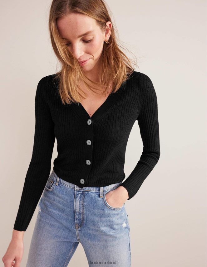Black Clothing Ribbed Merino V Cardigan Boden Women L466L61291