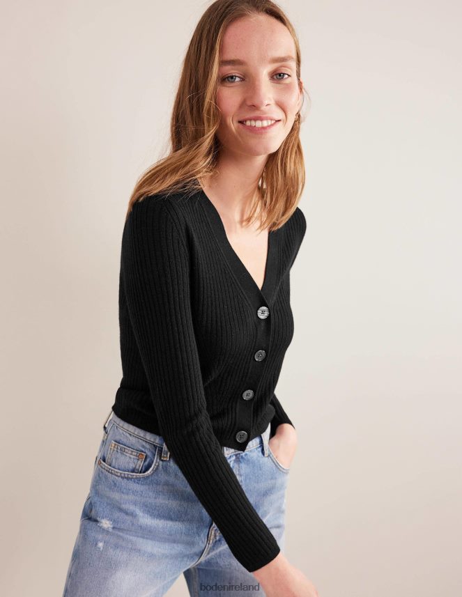 Black Clothing Ribbed Merino V Cardigan Boden Women L466L61291