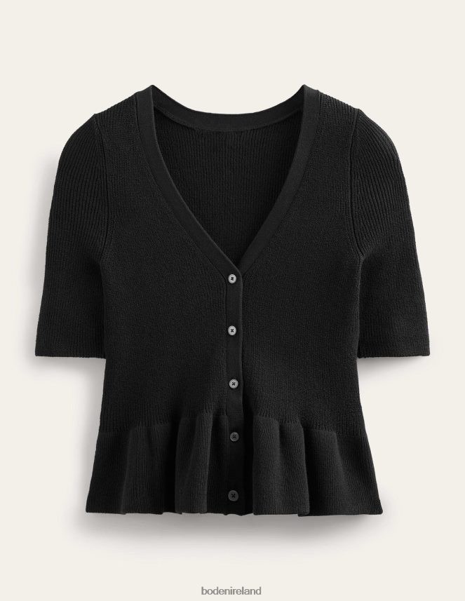 Black Clothing Ribbed Peplum Cardigan Boden Women L466L6951