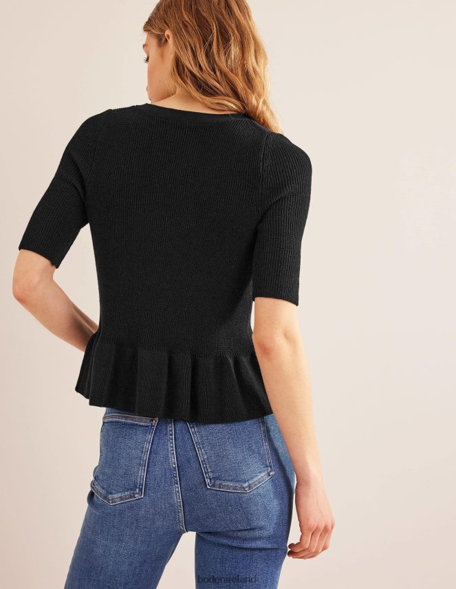 Black Clothing Ribbed Peplum Cardigan Boden Women L466L6951
