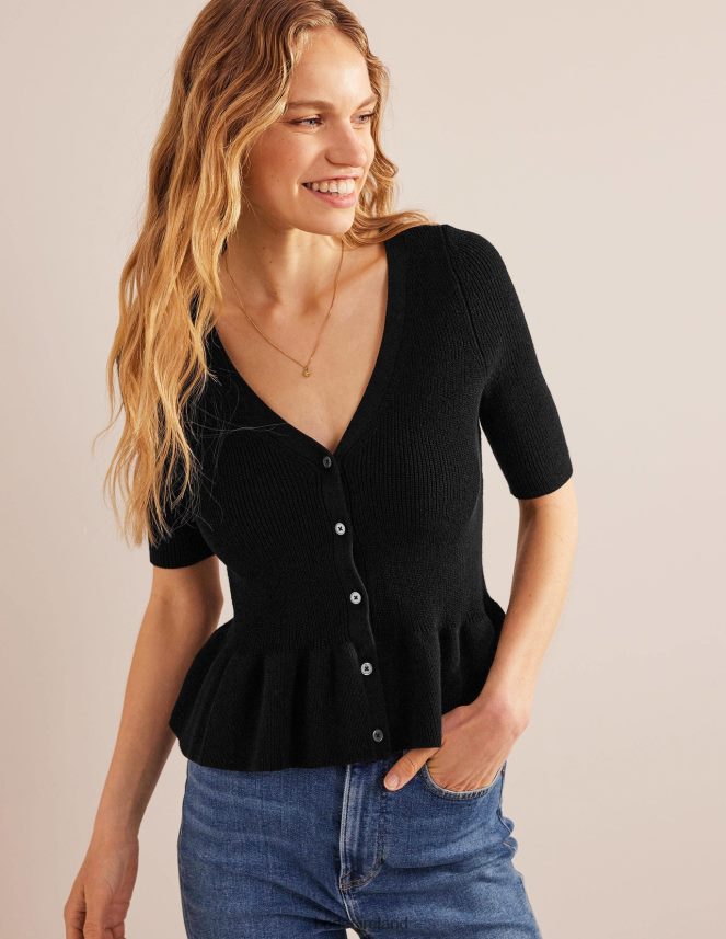 Black Clothing Ribbed Peplum Cardigan Boden Women L466L6951
