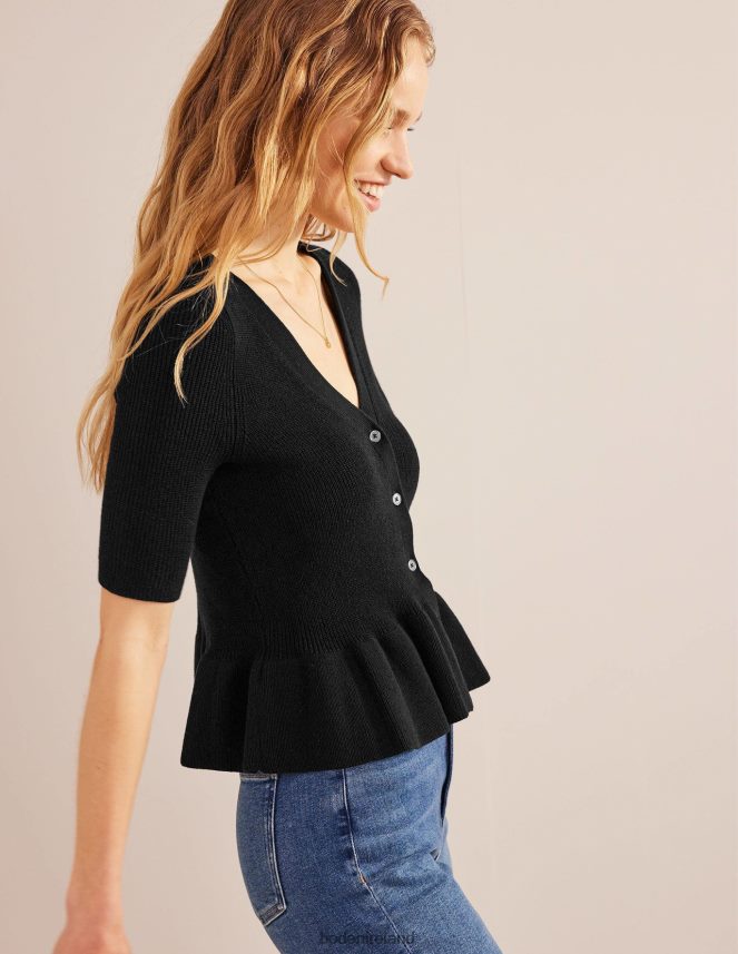 Black Clothing Ribbed Peplum Cardigan Boden Women L466L6951