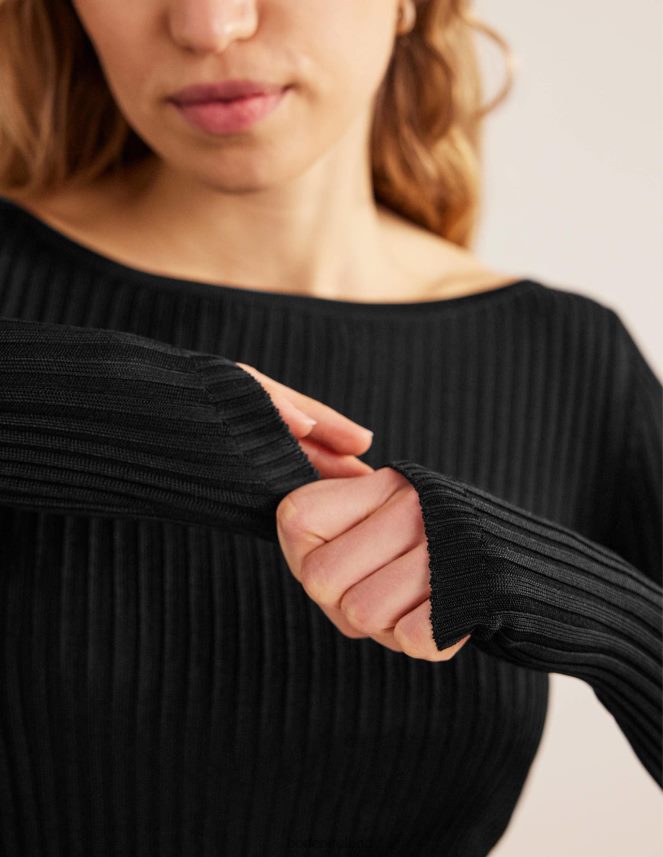 Black Clothing Ribbed Slash Neck Jumper Boden Women L466L61476