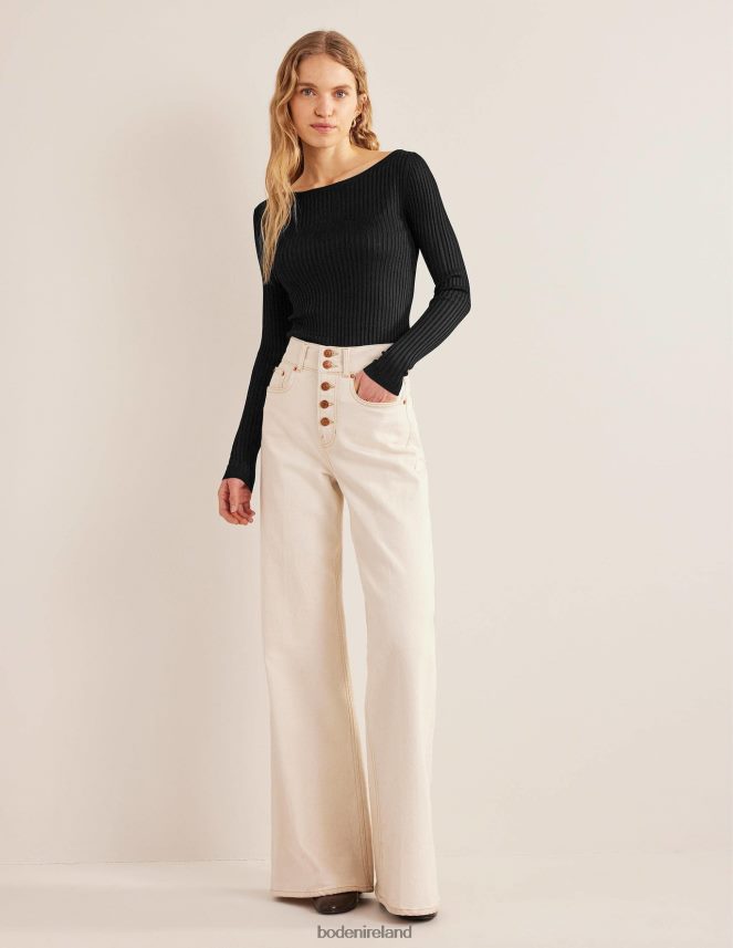 Black Clothing Ribbed Slash Neck Jumper Boden Women L466L61476