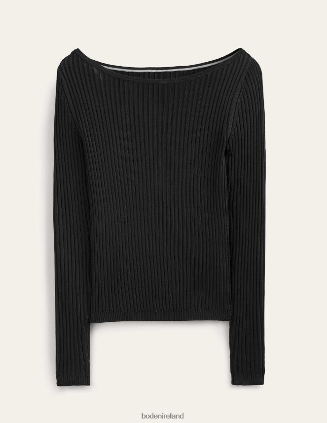 Black Clothing Ribbed Slash Neck Jumper Boden Women L466L61476