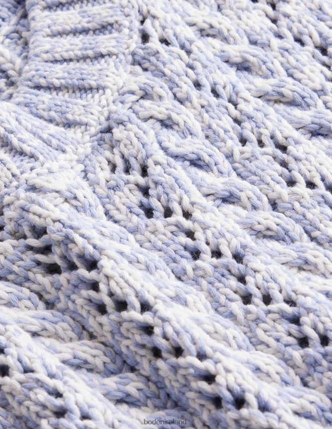 Blue Blizzard & Ivory Marl Clothing Cable Knit Tank Boden Women L466L62027