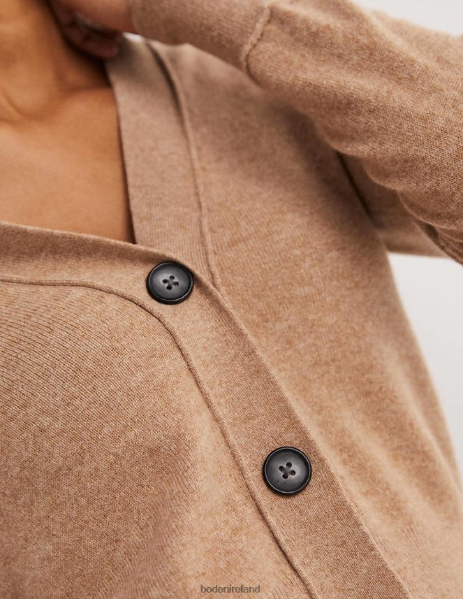 Camel Melange Clothing Cropped Cashmere V Cardigan Boden Women L466L61610