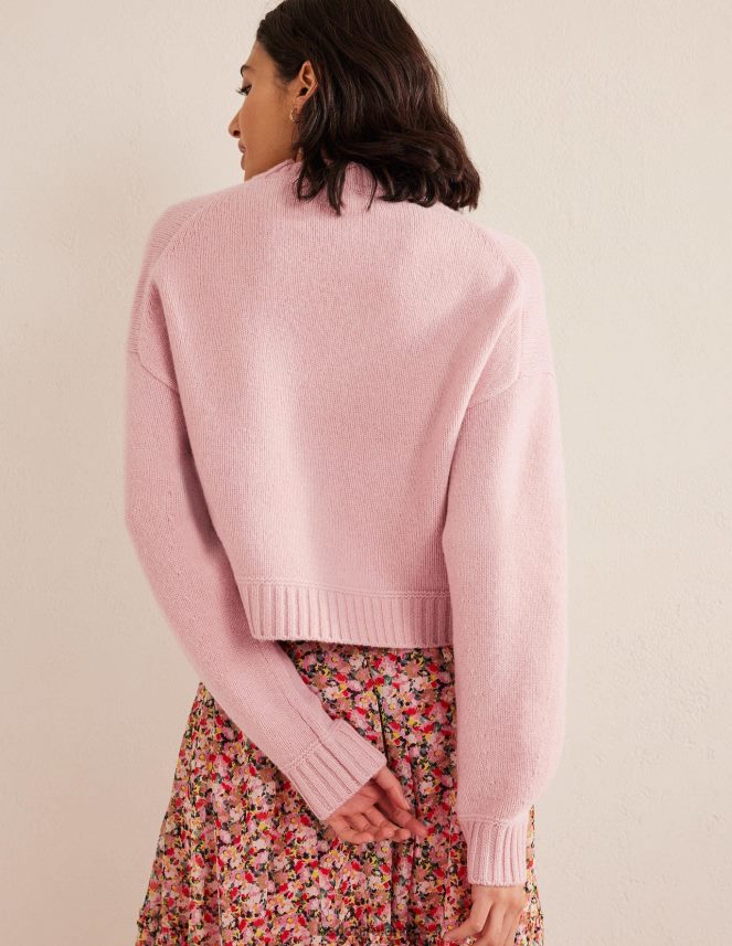 Chalky Pink Clothing Brushed Wool Cropped Jumper Boden Women L466L61550