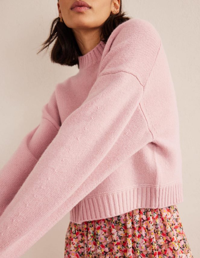 Chalky Pink Clothing Brushed Wool Cropped Jumper Boden Women L466L61550