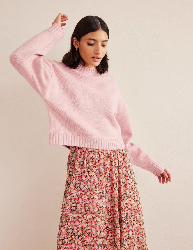 Chalky Pink Clothing Brushed Wool Cropped Jumper Boden Women L466L61550