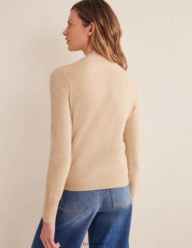 Chinchilla Melange Clothing Cashmere Stand Neck Jumper Boden Women L466L61249