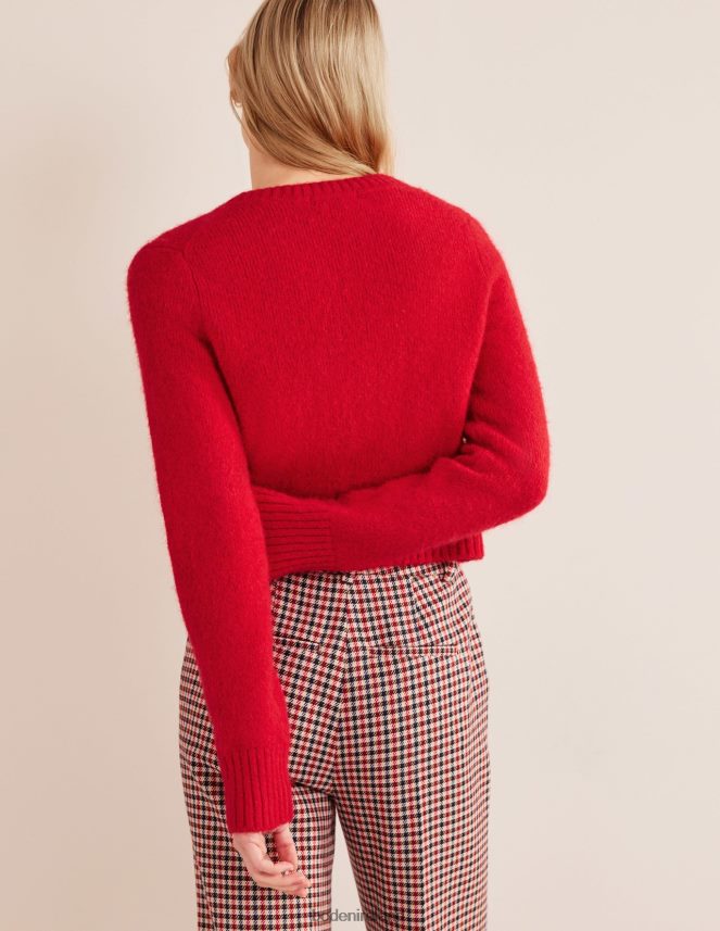 Crimson Clothing Fluffy Cropped V-Neck Jumper Boden Women L466L61830