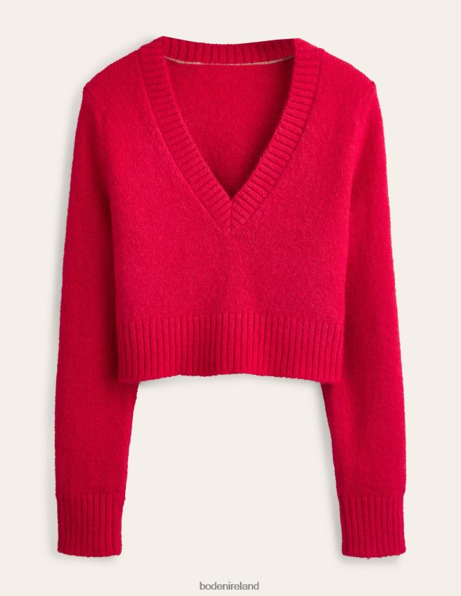 Crimson Clothing Fluffy Cropped V-Neck Jumper Boden Women L466L61830