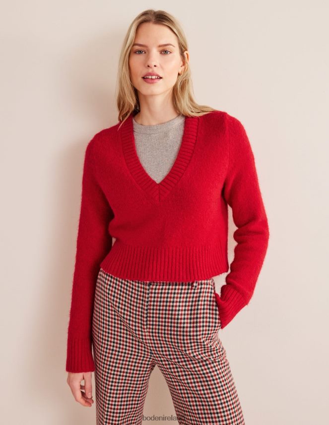 Crimson Clothing Fluffy Cropped V-Neck Jumper Boden Women L466L61830