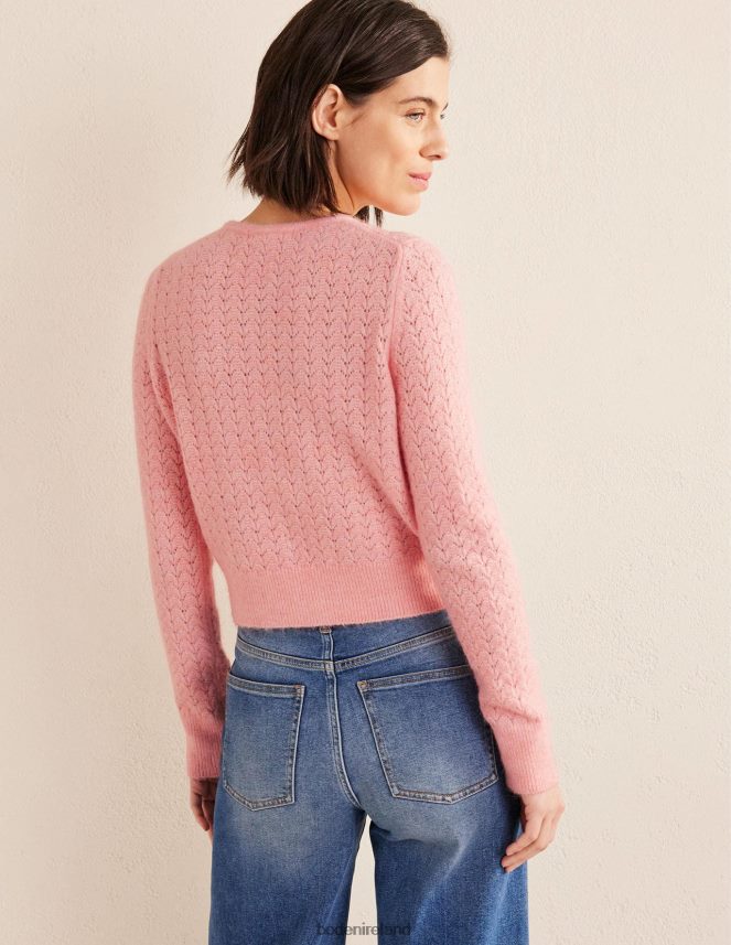 Dahlia Pink Clothing Pointelle Long-Sleeve Cardigan Boden Women L466L61267