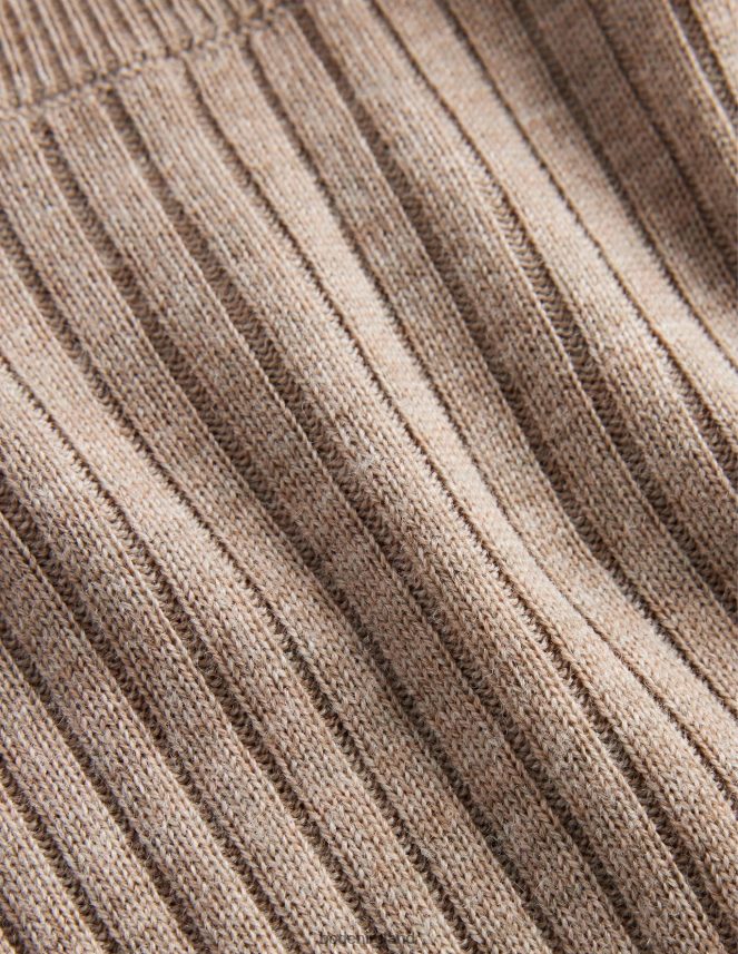 Dark Mink Melange Clothing Ribbed Merino Jumper Boden Women L466L61204