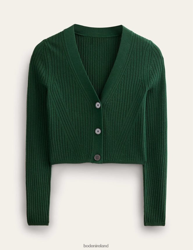 Emerald Night Clothing Merino Cropped RIb Cardigan Boden Women L466L61649