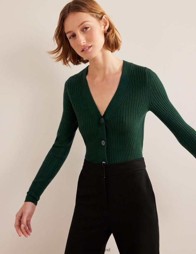 Emerald Night Clothing Merino Cropped RIb Cardigan Boden Women L466L61649