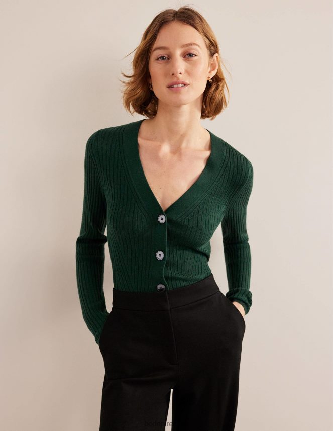 Emerald Night Clothing Merino Cropped RIb Cardigan Boden Women L466L61649