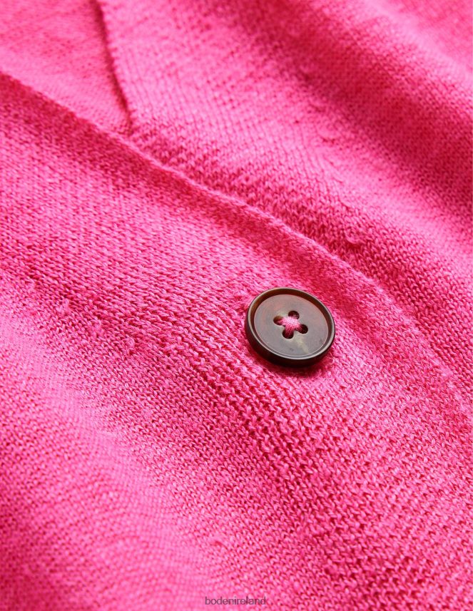 Festival Pink Clothing V-Neck Linen Cardigan Boden Women L466L62004