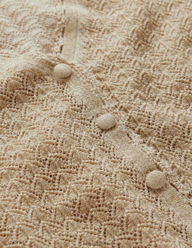 Gold Sparkle Clothing Cropped Pointelle Cardigan Boden Women L466L61664