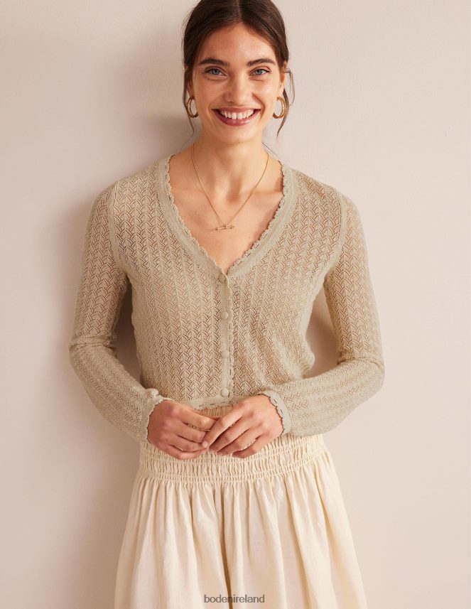 Gold Sparkle Clothing Cropped Pointelle Cardigan Boden Women L466L61664