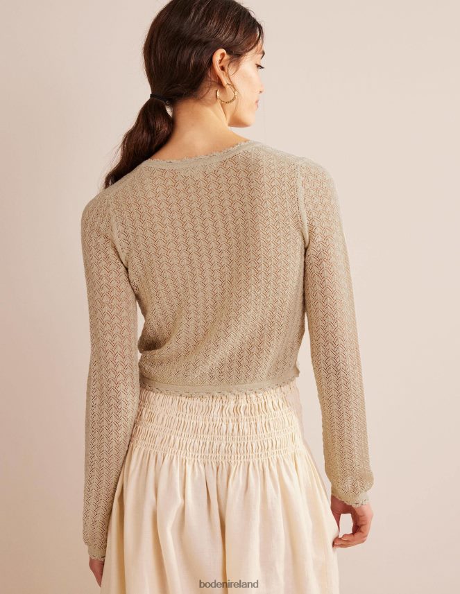 Gold Sparkle Clothing Cropped Pointelle Cardigan Boden Women L466L61664