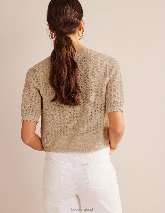 Gold Sparkle Clothing Cropped Short Sleeve Cardigan Boden Women L466L61394